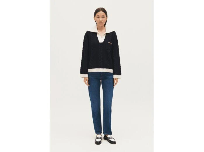 claudie pierlot Pull torsadé bleu marine 1