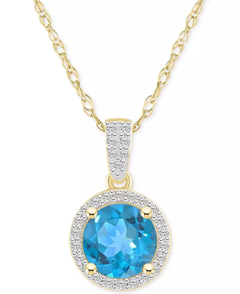 Macy
s Lab-Created Amethyst (1-1/4 ct. t.w.)
Lab-Created White Sapphire (1/6 ct. t.w.) Halo 18" Pendant Necklace in 14k Gold (Also in Additional Gemstones)