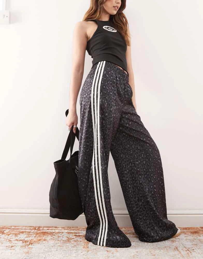 Adidas adidas Originals satin wide leg track pants in black leopard print  - MULTI 1