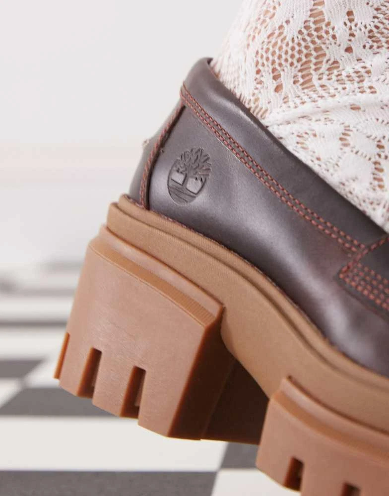 Timberland Timberland Everleigh platform loafers in burgundy leather 4
