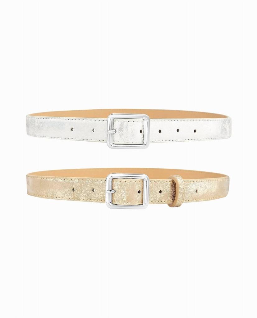 Nicole Miller Women's Metallic Thin Belt Two-Piece Set In Metallic Gold And Silver
