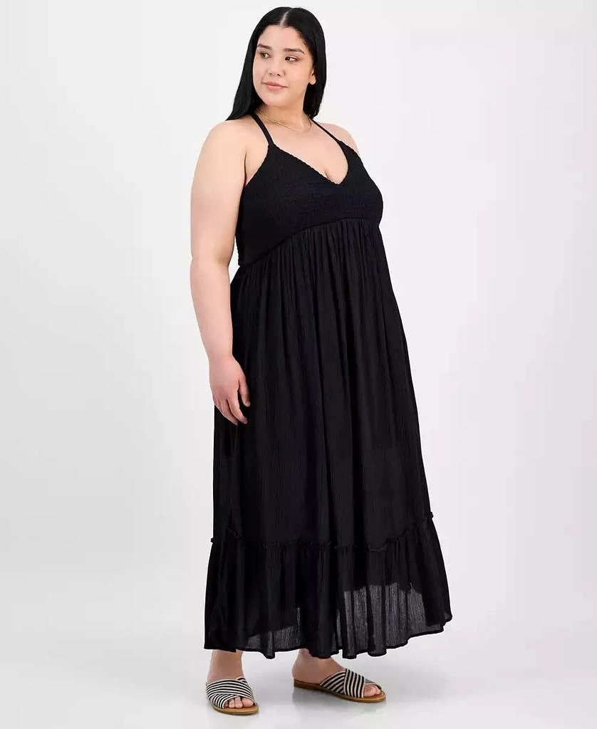 Absolutely Famous Trendy Plus Size Smocked X-Back Maxi Dress 3