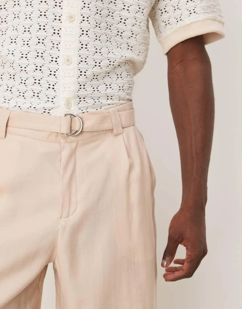 ASOS ASOS DESIGN oversize smart bermuda shorts with belt detail in neutral 5