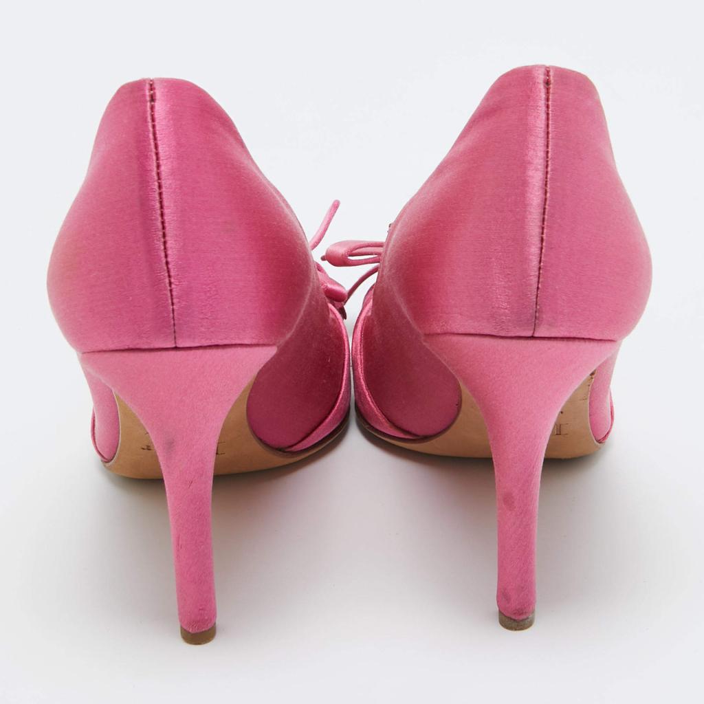 Shop Dior Pink Satin Crystal Embellished Bow Pumps Size 36