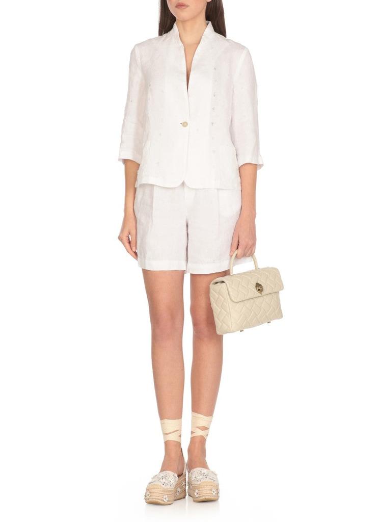 120% Lino White Linen Blazer