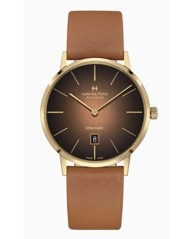 Hamilton Hamilton American Classic INTRA-MATIC AUTO Brown Dial Leather Strap Men's Watch H38475501 1