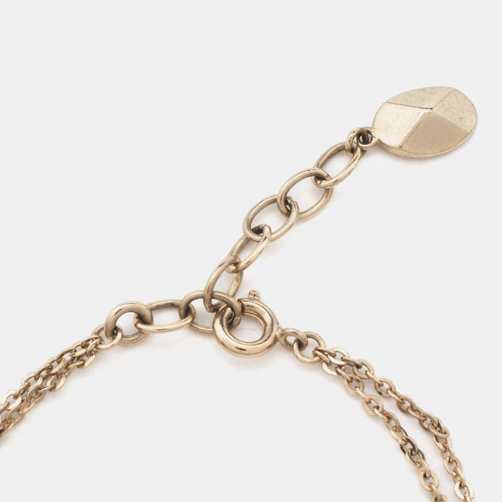 Dior Dior Oblique Charm Crystals Gold Tone Double Chain Bracelet 5