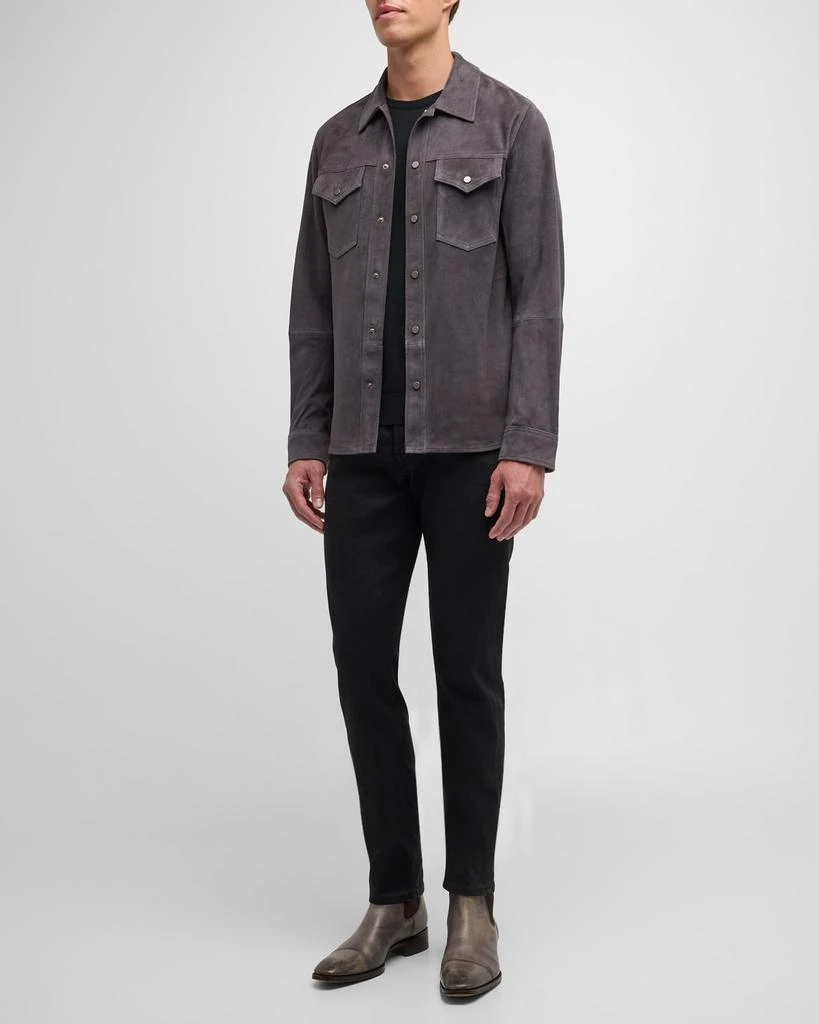 Neiman Marcus Men's Goat Suede Trucker Shirt Jacket 3