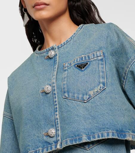 ブルゾン PRADA | Cropped organic denim jacket GFB279_13Z6_F0BAN_S_212 Mid Blue Cropped Organic Denim Jacket | PRADA