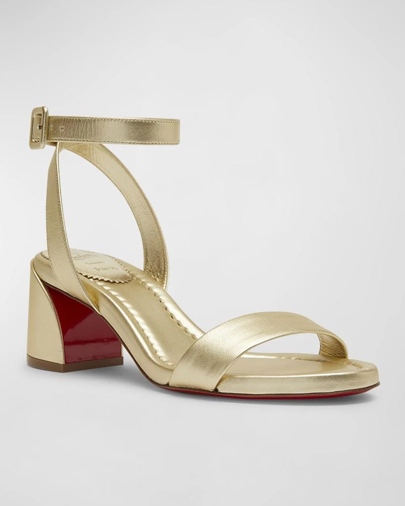 Christian Louboutin Miss Sabina Metallic Red Sole Ankle-Strap Sandals 4