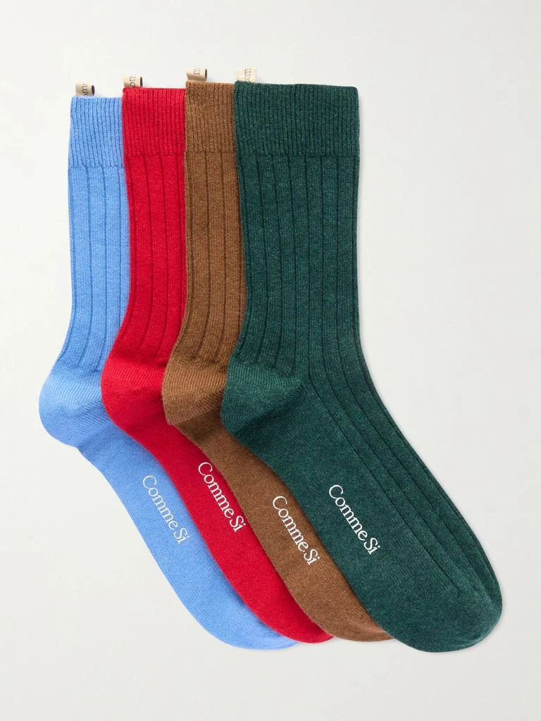Comme Si The Cashmere Set Of Four Ribbed Cashmere-blend Socks  - EU 39/42