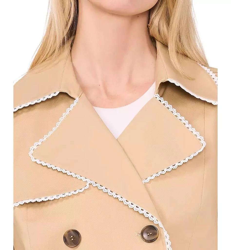 CeCe Women's Cropped Scallop-Trim Trench Jacket 4