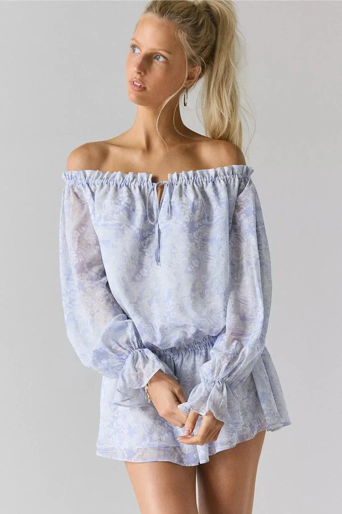 Kimchi Blue Kimchi Blue Penelope Blouson Chiffon Off-The-Shoulder Romper 2