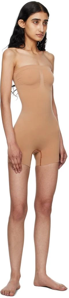 SKIMS Tan Seamless Sculpt Strapless Shortie Bodysuit 4