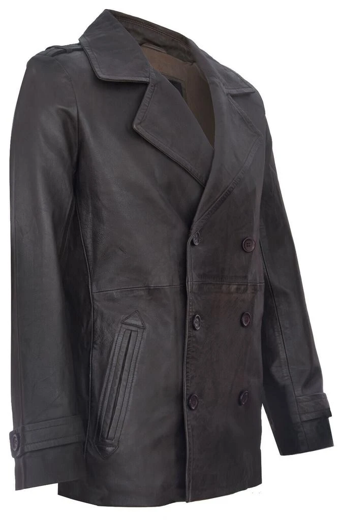 Infinity Leather Mens Leather Peacoat-Amara 2