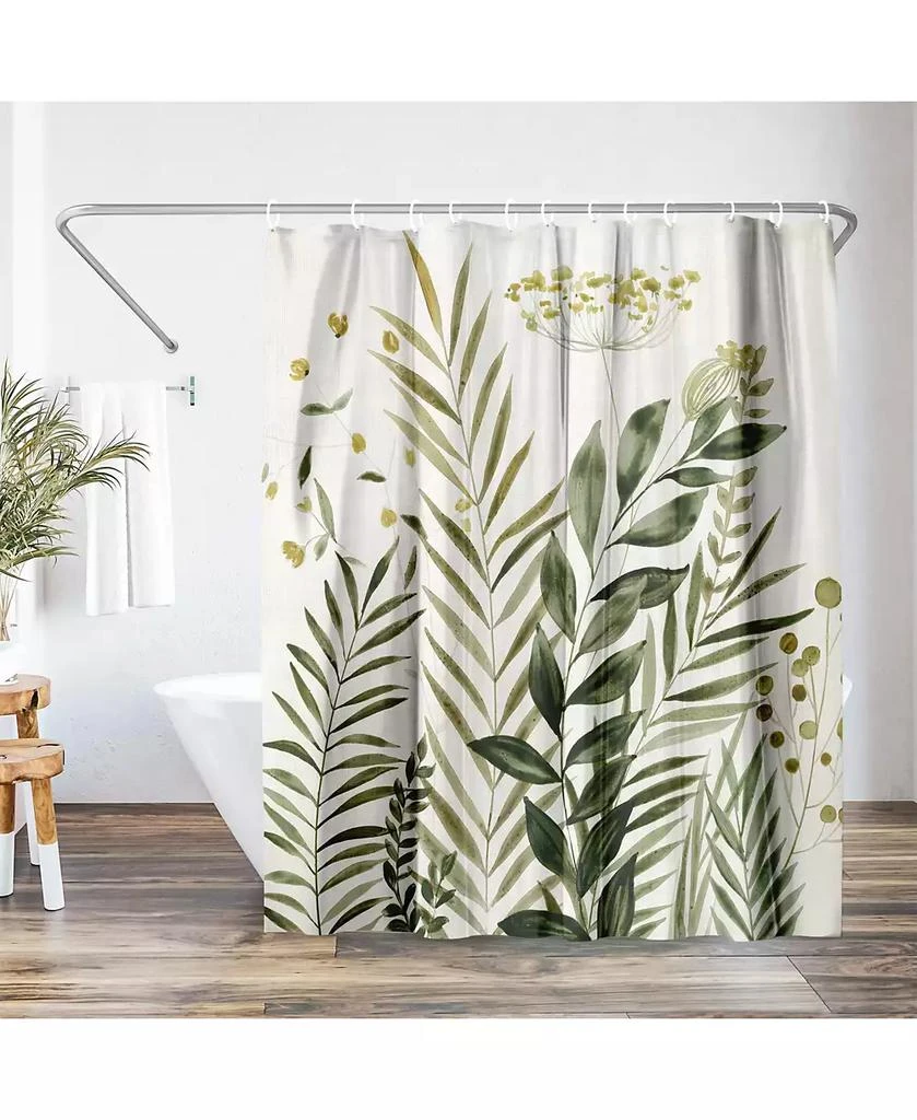 Americanflat 71x74 Floral Eucaliptus Shower Curtain - 100% Polyester - Water-Resistant Bath Curtain