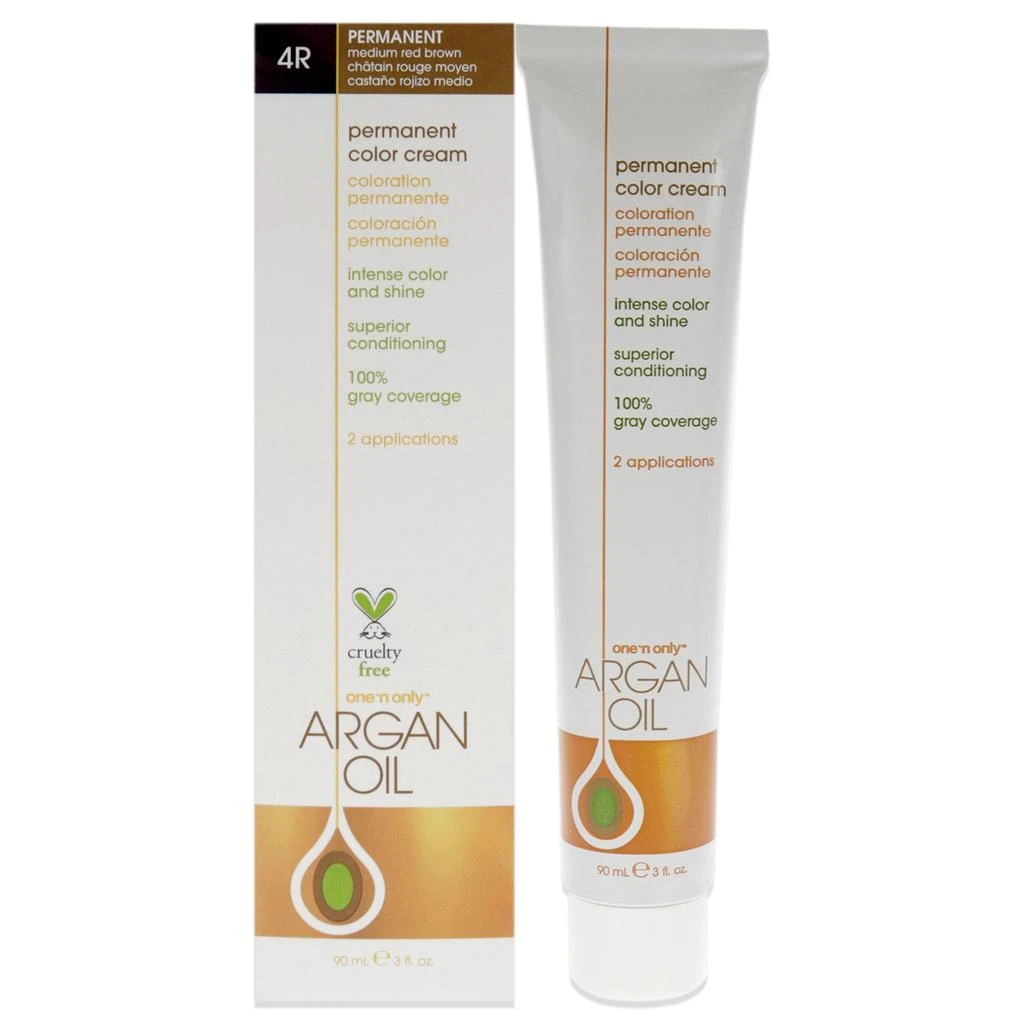 One n Only Argan Oil Permanent Color Cream - 4R Medium Red Brown by  for Unisex - 3 oz Hair Color 1