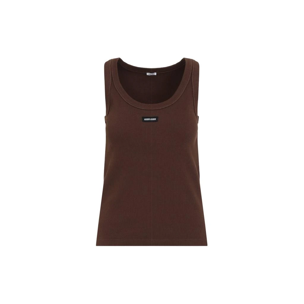 Miu Miu Miu Miu Logo Patch Ribbed-Knit Tank Top 1