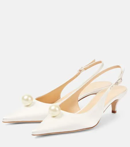 Magda Butrym Leather-trimmed satin slingback sandals 4