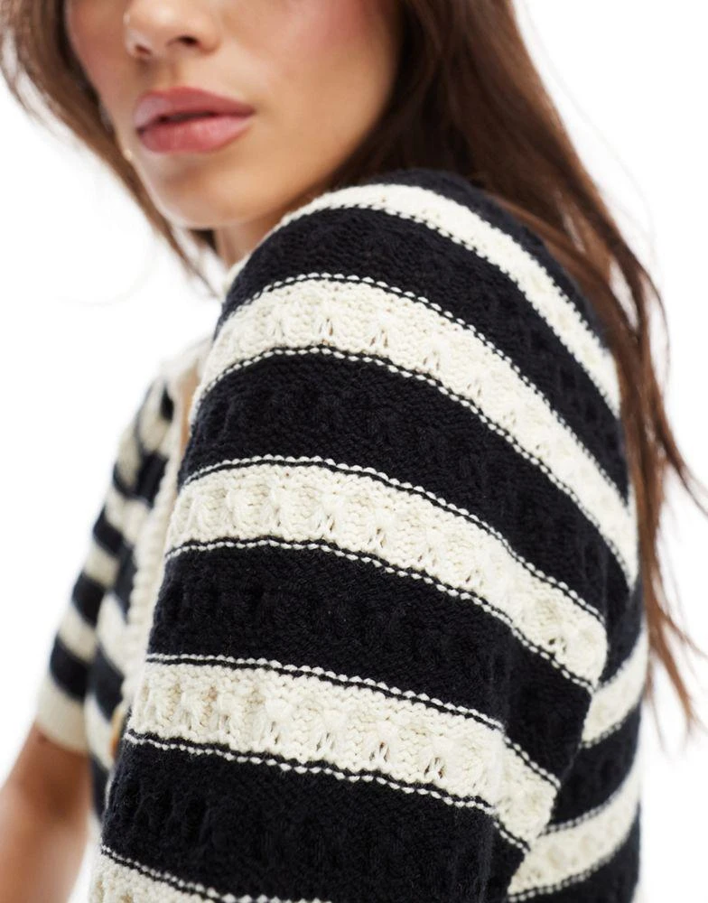 Y.A.S. YAS crochet midi dress in black stripe - MULTI 3
