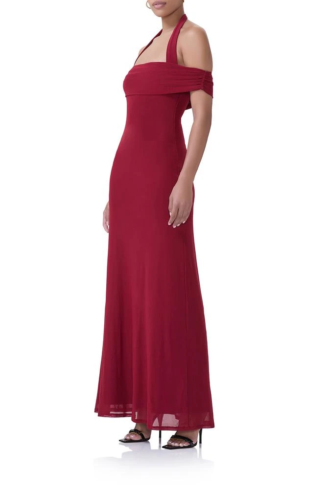 AFRM Yvonne Off the Shoulder Mesh Halter Maxi Dress 4