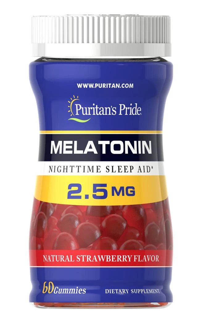 Puritan's Pride Melatonin Gummy 2.5 mg Strawberry Flavor 60 Gummies 1