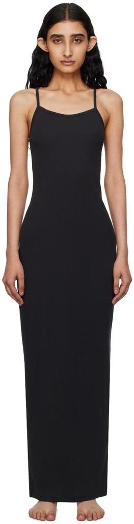 SKIMS Black Cotton Rib Long Cami Maxi Dress