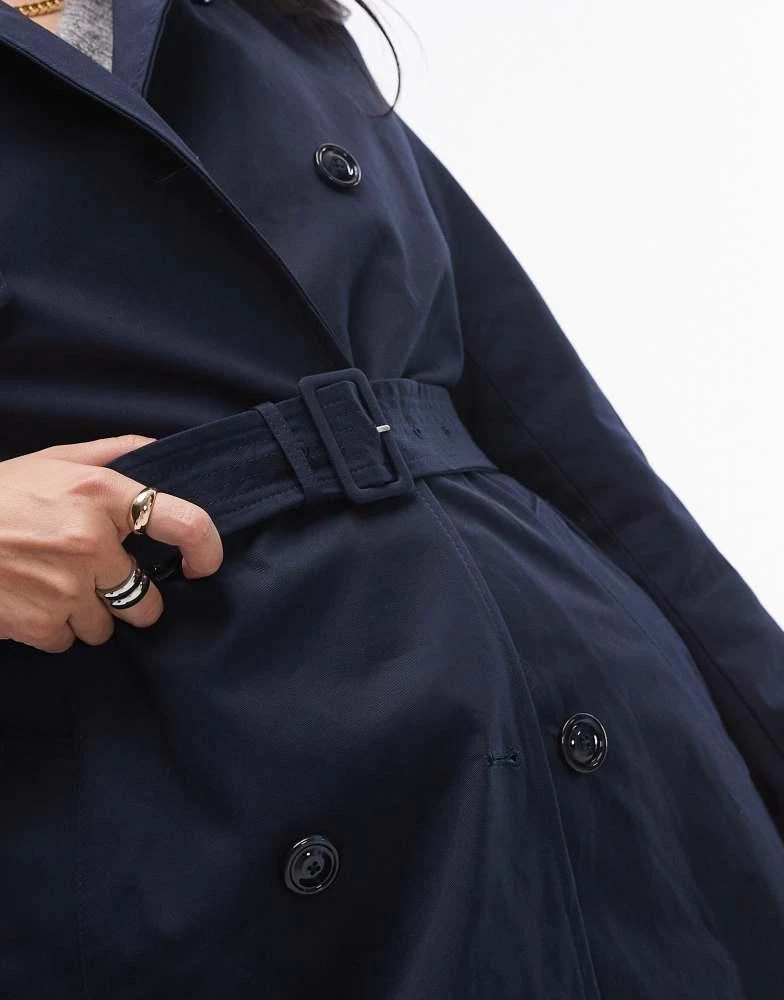 Mango Mango panel detail trench coat in navy 4