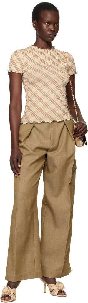 Burberry Beige Check Stretch Cotton T-shirt 4