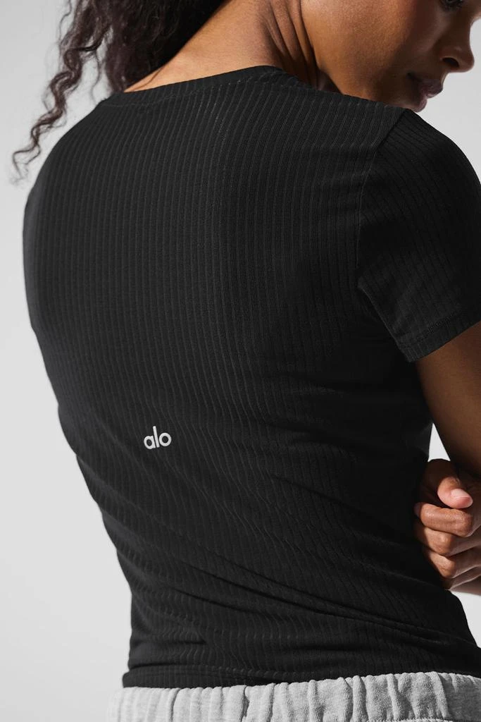 Alo Ribbed Sea Coast Tee - Black 4