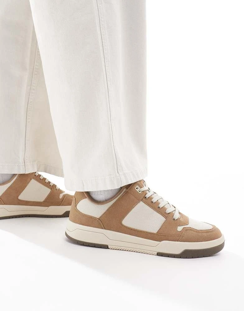 ASOS ASOS DESIGN lace up trainers in stone with gum sole 5