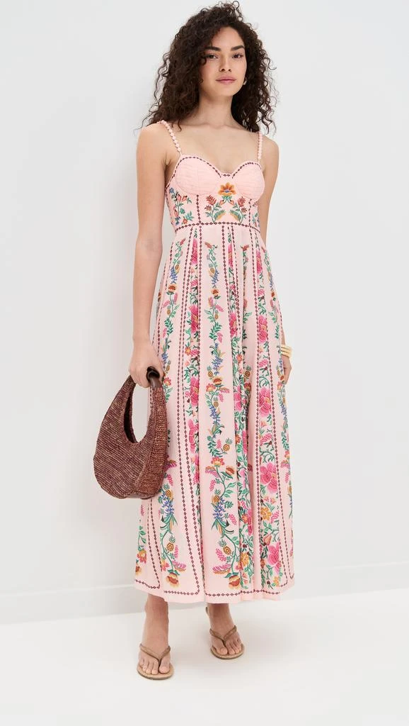 Farm Rio Delicate Forest Pink Maxi Dress 6