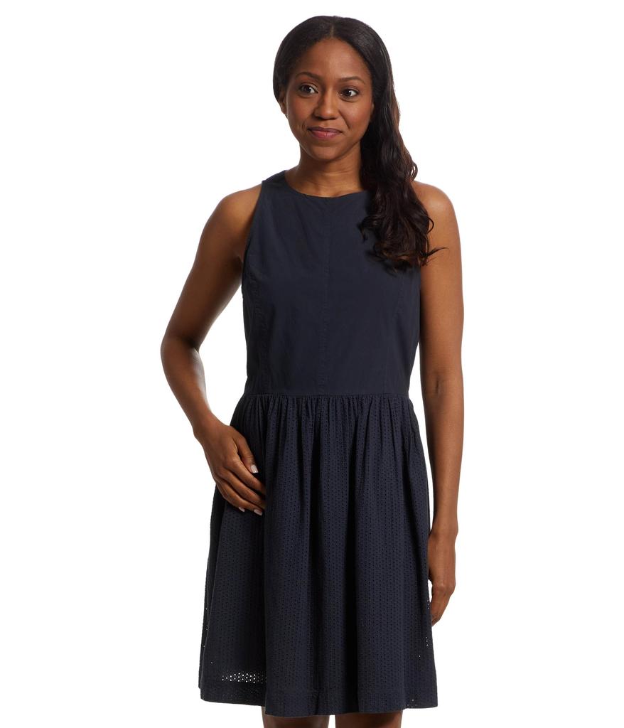 Lilla P Eyelet High-neck Mini Dress