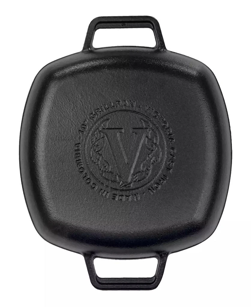 Victoria 10in Square Grill Pan with Double Loop Handles, Seasoned 5