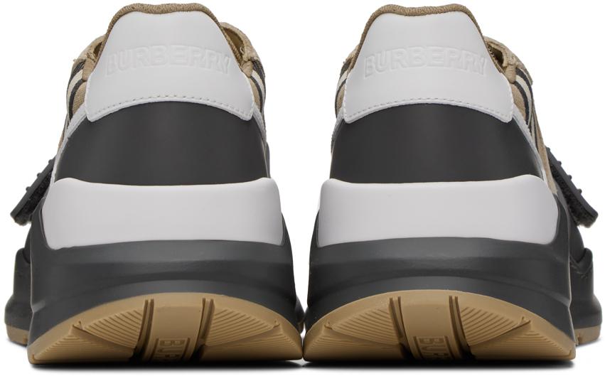 Burberry Gray & Beige Vintage Check Sneakers