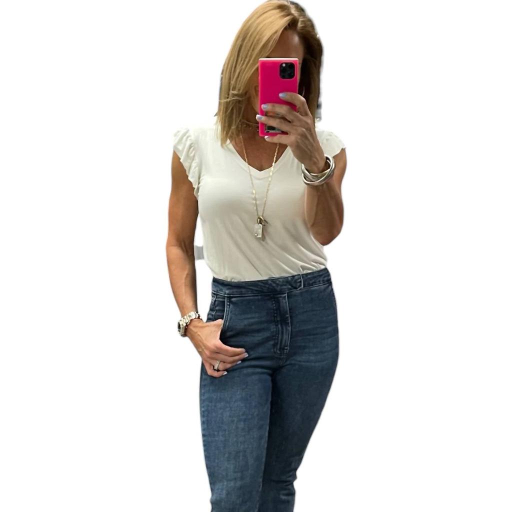 ATM Atm - Daria V Neck Ruffle Sleeveless Top