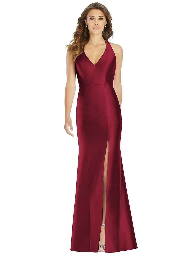 Alfred Sung V-Neck Halter Satin Trumpet Gown 1