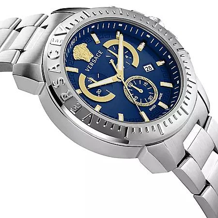 Versace Versace New Quartz Chronograph Silver Bracelet Mens Watch, 45mm 3