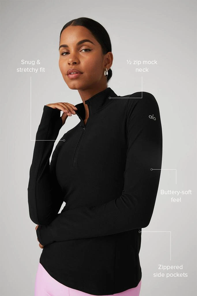 Alo Alosoft 1/2 Zip Rapid Pullover - Black 2