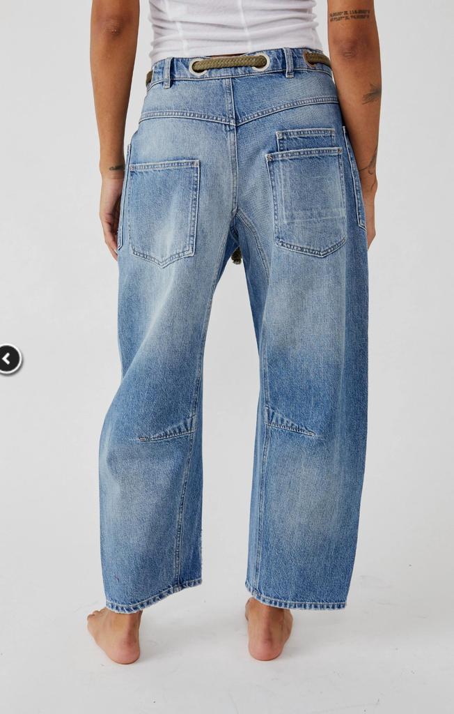 Free People Moxie Low Slung Jeans In Truest Blue