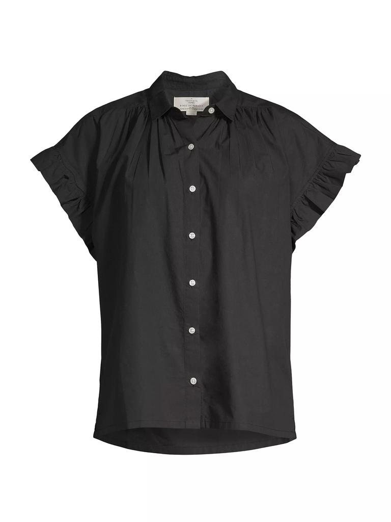 Birds of Paradis Marianne B Ruffled Cotton Button-Front Shirt