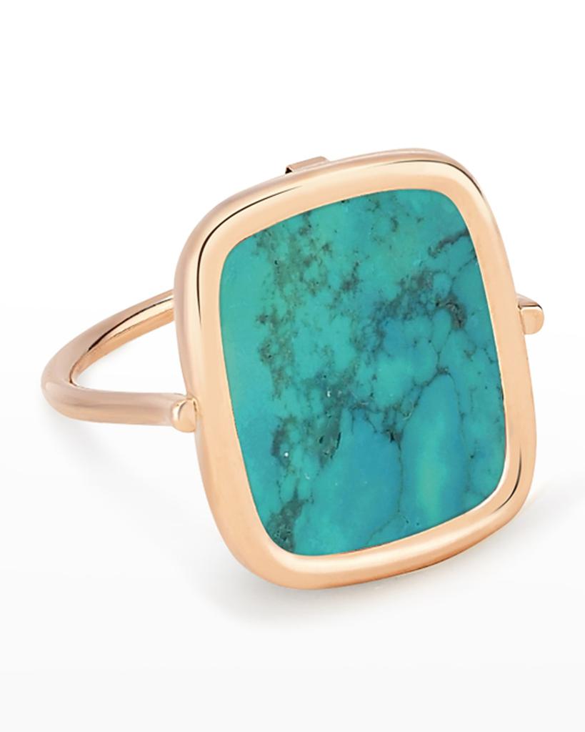 Ginette NY Rose Gold Turquoise Antiqued Ring