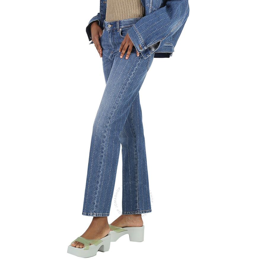 Stella McCartney Rhinestone-Embellished Straight Leg Denim Jeans
