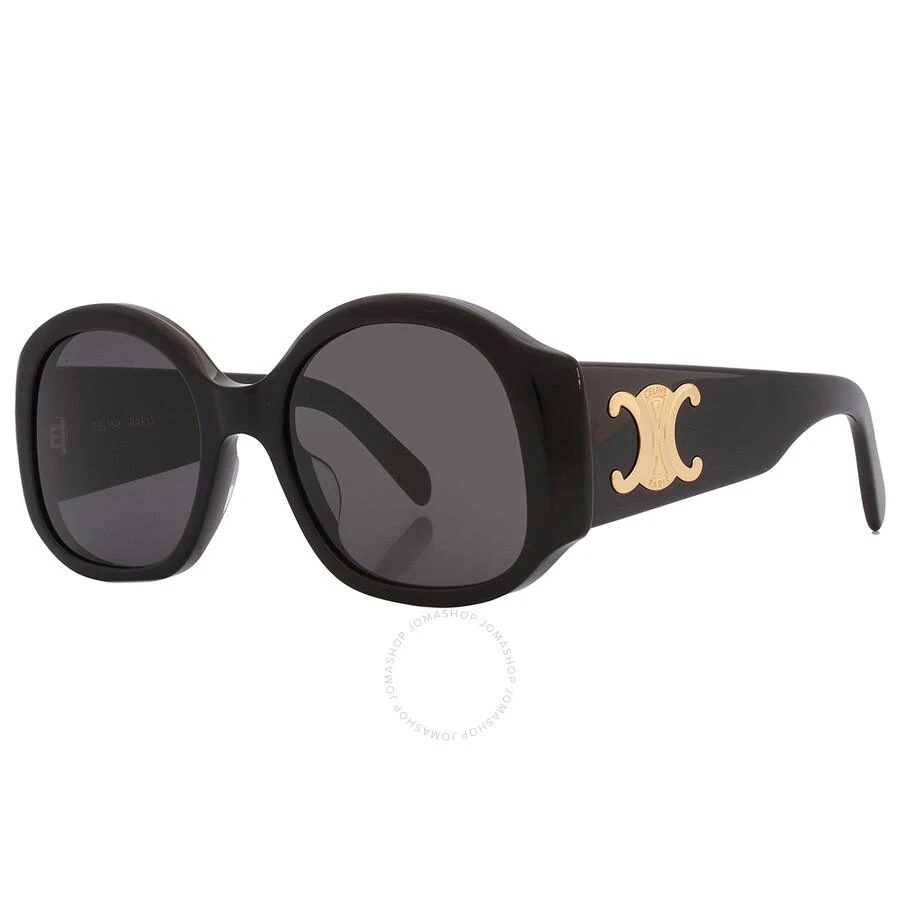 Celine Maxi Triomphe Smoke Round Ladies Sunglasses CL40305U 01A 54 3