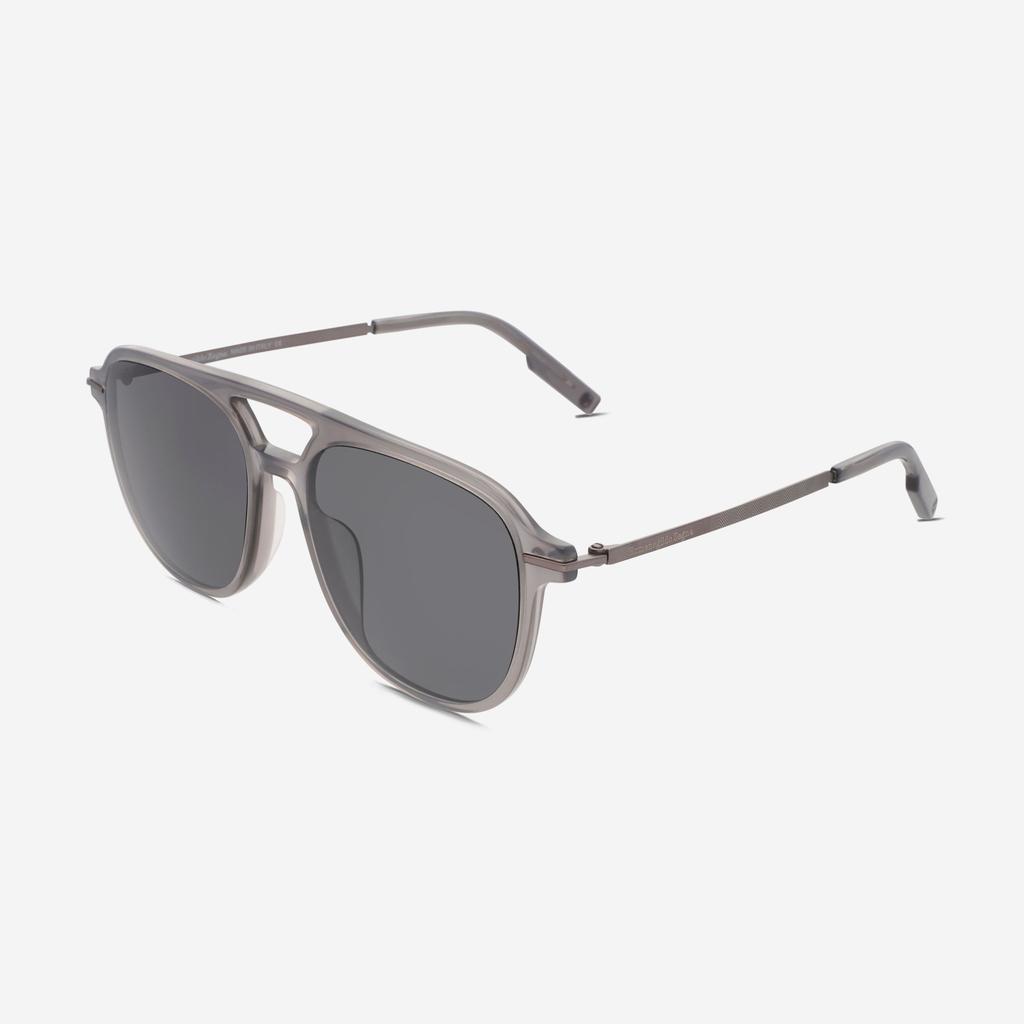 Ermenegildo Zegna Ermenegildo Zegna Men's Shiny Milky Asphalt, Semi-Shiny Dark Rutheium & Smoke Aviator Sunglasses EZ0191