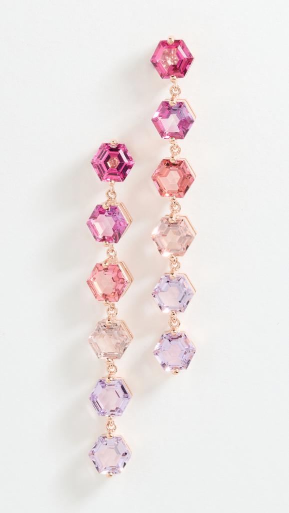 Suzanne Kalan 14k Rose Gold Pink Ombre Six Drop Earrings