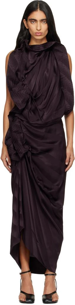 Dries Van Noten Purple Draped Silk Maxi Dress 1