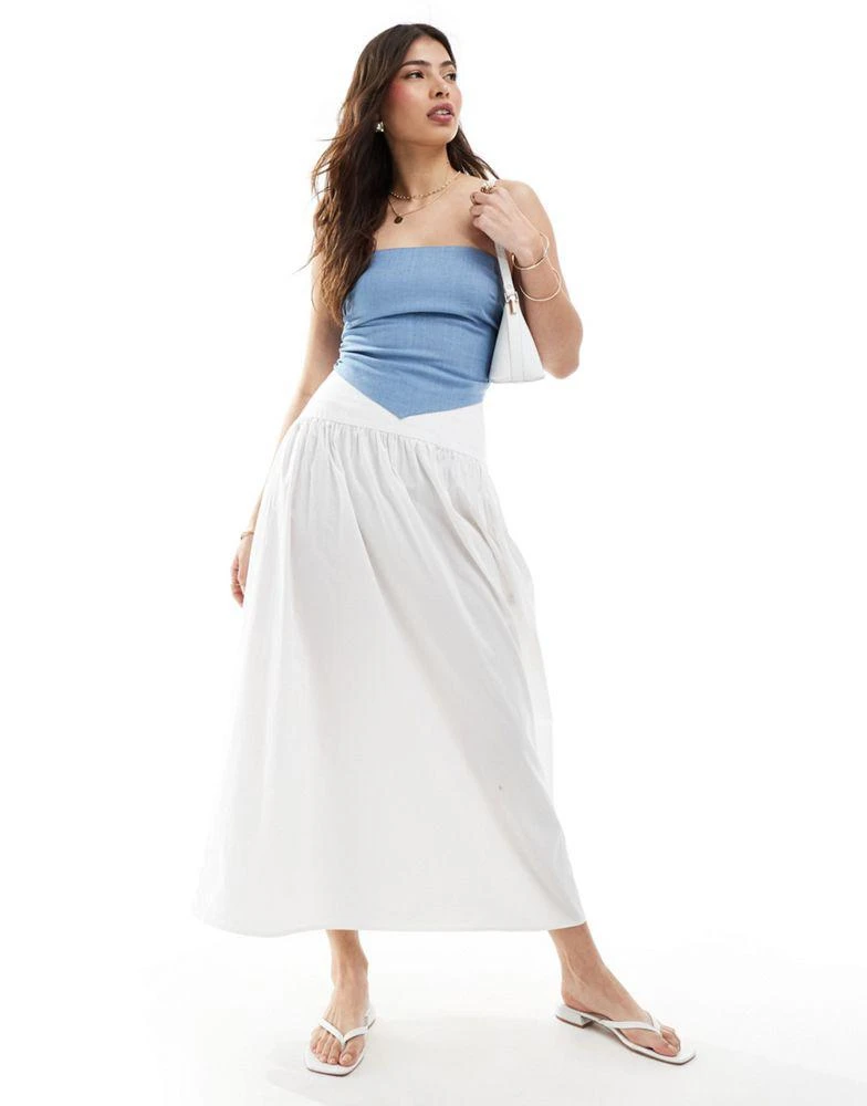 ASOS ASOS DESIGN linen look bandeau scarf top in washed blue 2