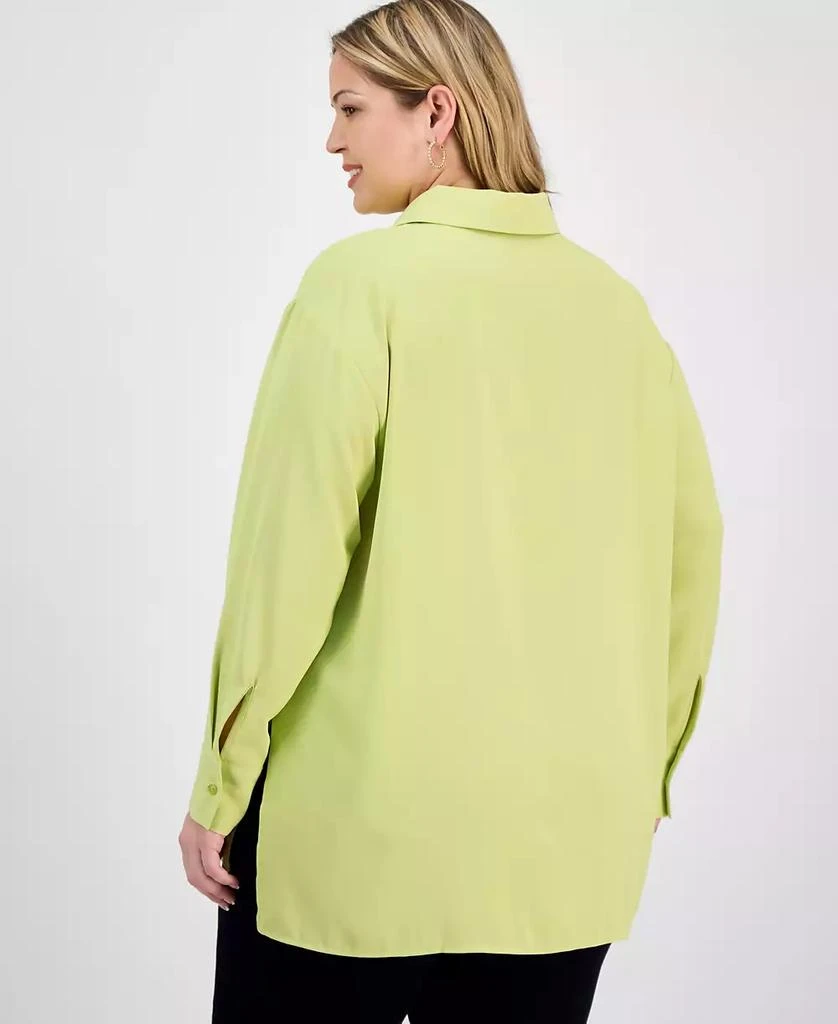 INC International Plus Size Collared Split-Side Shirt, Exclusively at Macy's 4