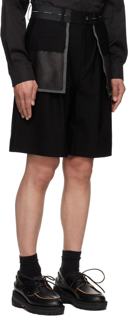 Feng Chen Wang Black Deconstructed Patchwork Shorts